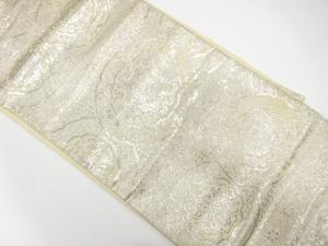 アンティーク　絵皿に花模様織り出し袋帯（材料）